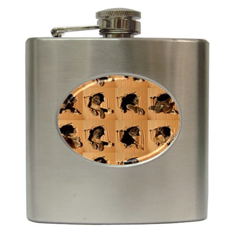 Carton, Brown Hip Flask (6 oz) from ArtsNow.com Front