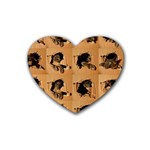 Carton, Brown Rubber Heart Coaster (4 pack)