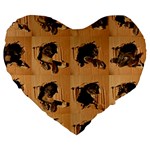 Carton, Brown Large 19  Premium Flano Heart Shape Cushions