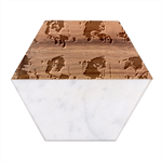 Carton, Brown Marble Wood Coaster (Hexagon) 