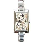 Cats, All, Collage, Cat Rectangle Italian Charm Watch