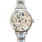 Cats, All, Collage, Cat Round Italian Charm Watch