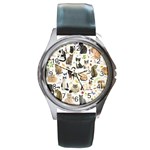 Cats, All, Collage, Cat Round Metal Watch