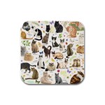 Cats, All, Collage, Cat Rubber Square Coaster (4 pack)