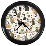 Cats, All, Collage, Cat Wall Clock (Black)