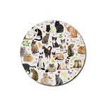 Cats, All, Collage, Cat Rubber Coaster (Round)