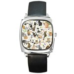 Cats, All, Collage, Cat Square Metal Watch