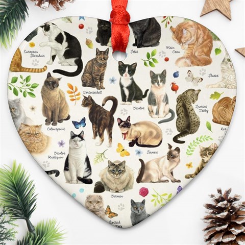 Cats, All, Collage, Cat Heart Ornament (Two Sides) from ArtsNow.com Back