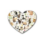 Cats, All, Collage, Cat Rubber Heart Coaster (4 pack)