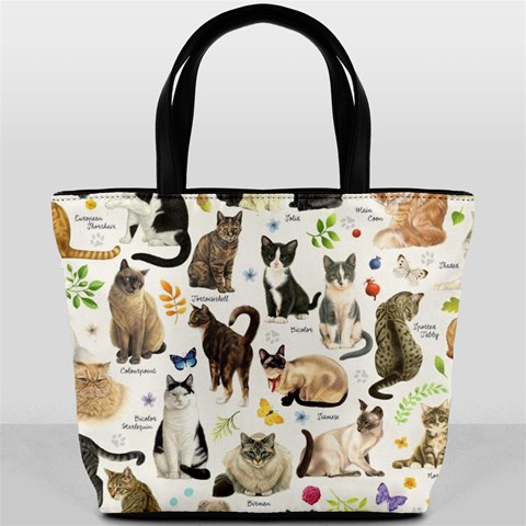 Cats, All, Collage, Cat Bucket Bag from ArtsNow.com Back