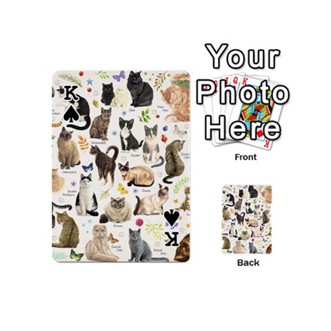 King Cats, All, Collage, Cat Playing Cards 54 Designs (Mini) from ArtsNow.com Front - SpadeK