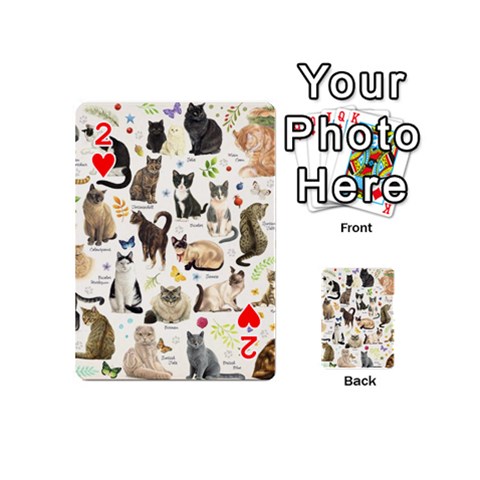 Cats, All, Collage, Cat Playing Cards 54 Designs (Mini) from ArtsNow.com Front - Heart2