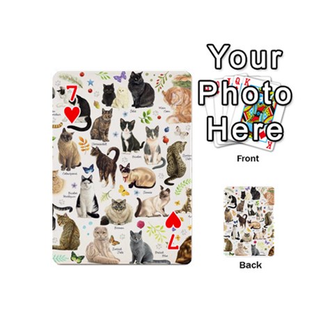 Cats, All, Collage, Cat Playing Cards 54 Designs (Mini) from ArtsNow.com Front - Heart7