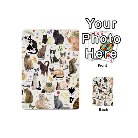 Cats, All, Collage, Cat Playing Cards 54 Designs (Mini) from ArtsNow.com Front - Spade4