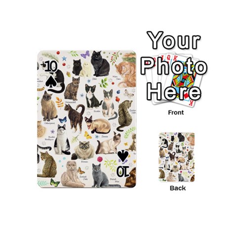 Cats, All, Collage, Cat Playing Cards 54 Designs (Mini) from ArtsNow.com Front - Spade10