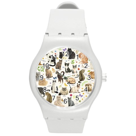 Cats, All, Collage, Cat Round Plastic Sport Watch (M) from ArtsNow.com Front