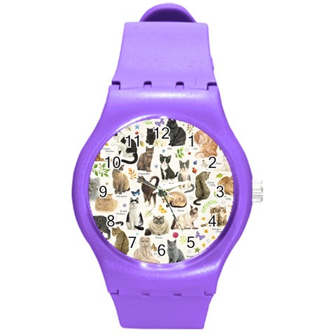 Cats, All, Collage, Cat Round Plastic Sport Watch (M) from ArtsNow.com Front