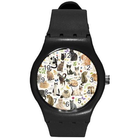 Cats, All, Collage, Cat Round Plastic Sport Watch (M) from ArtsNow.com Front