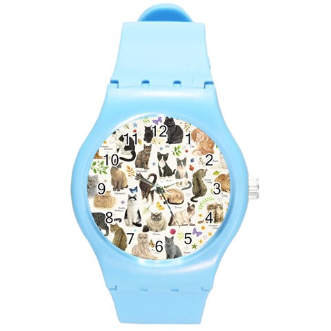 Cats, All, Collage, Cat Round Plastic Sport Watch (M) from ArtsNow.com Front