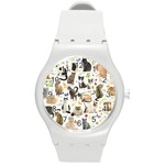 Cats, All, Collage, Cat Round Plastic Sport Watch (M)