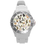 Cats, All, Collage, Cat Round Plastic Sport Watch (L)