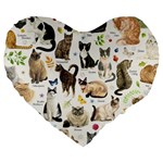 Cats, All, Collage, Cat Large 19  Premium Heart Shape Cushions