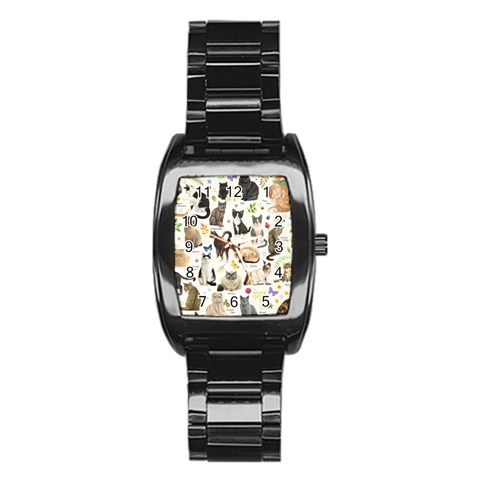 Cats, All, Collage, Cat Stainless Steel Barrel Watch from ArtsNow.com Front