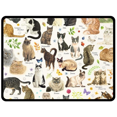 Cats, All, Collage, Cat Two Sides Fleece Blanket (Large) from ArtsNow.com 80 x60  Blanket Back