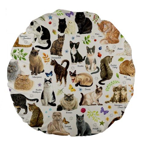 Cats, All, Collage, Cat Large 18  Premium Flano Round Cushions from ArtsNow.com Back