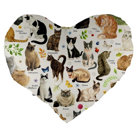 Cats, All, Collage, Cat Large 19  Premium Flano Heart Shape Cushions from ArtsNow.com Back