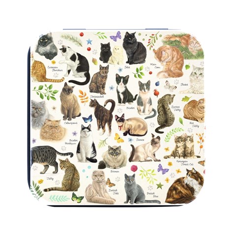 Cats, All, Collage, Cat Square Metal Box (Black) from ArtsNow.com Front