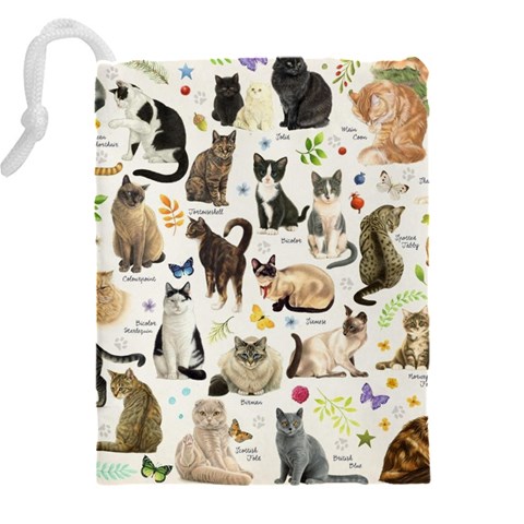 Cats, All, Collage, Cat Drawstring Pouch (4XL) from ArtsNow.com Back