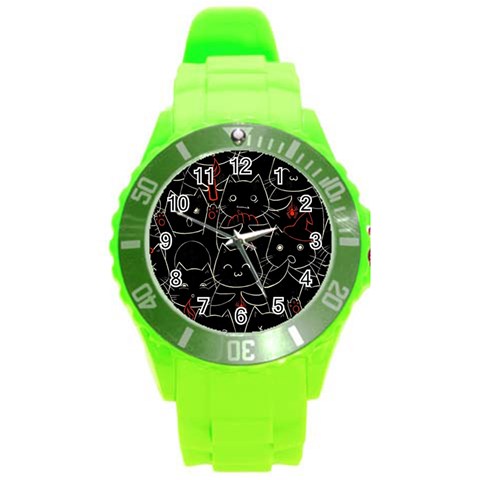 Catty Round Plastic Sport Watch (L) from ArtsNow.com Front