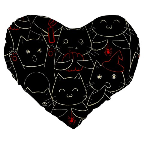 Catty Large 19  Premium Flano Heart Shape Cushions from ArtsNow.com Front