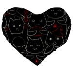 Catty Large 19  Premium Flano Heart Shape Cushions