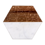 Catty Marble Wood Coaster (Hexagon) 