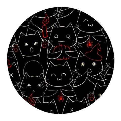 Catty Round Glass Fridge Magnet (4 pack) from ArtsNow.com Front