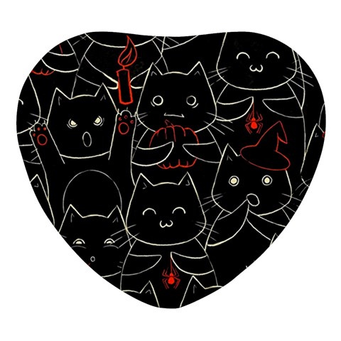 Catty Heart Glass Fridge Magnet (4 pack) from ArtsNow.com Front