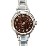 Chocolate Texture, Dark Chocolate Background Round Italian Charm Watch