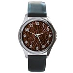 Chocolate Texture, Dark Chocolate Background Round Metal Watch