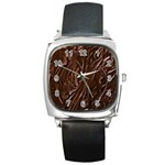 Chocolate Texture, Dark Chocolate Background Square Metal Watch