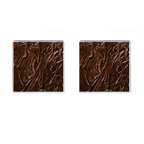 Chocolate Texture, Dark Chocolate Background Cufflinks (Square) from ArtsNow.com Front(Pair)