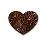 Chocolate Texture, Dark Chocolate Background Rubber Heart Coaster (4 pack)