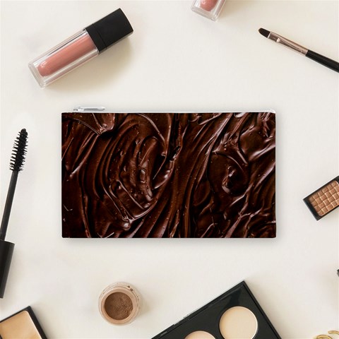 Chocolate Texture, Dark Chocolate Background Cosmetic Bag (Small) from ArtsNow.com Front