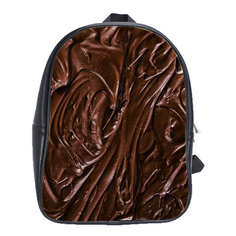 Chocolate Texture, Dark Chocolate Background School Bag (Large) from ArtsNow.com Front