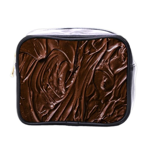 Chocolate Texture, Dark Chocolate Background Mini Toiletries Bag (One Side) from ArtsNow.com Front