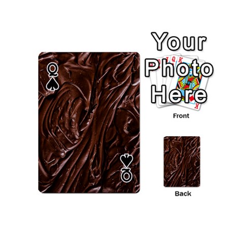 Queen Chocolate Texture, Dark Chocolate Background Playing Cards 54 Designs (Mini) from ArtsNow.com Front - SpadeQ