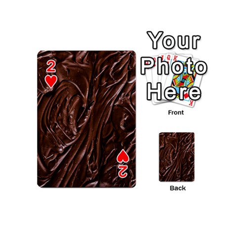 Chocolate Texture, Dark Chocolate Background Playing Cards 54 Designs (Mini) from ArtsNow.com Front - Heart2