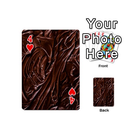 Chocolate Texture, Dark Chocolate Background Playing Cards 54 Designs (Mini) from ArtsNow.com Front - Heart4