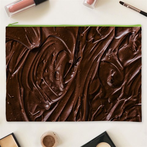 Chocolate Texture, Dark Chocolate Background Cosmetic Bag (XXXL) from ArtsNow.com Front